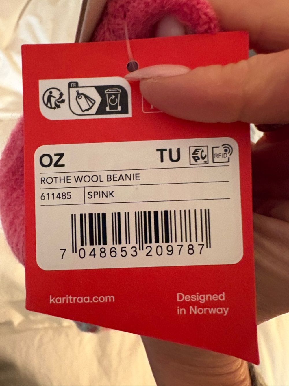 Kari Traa Rothe Pink Knit Beanie with Light Trim - Picture 4 of 5
